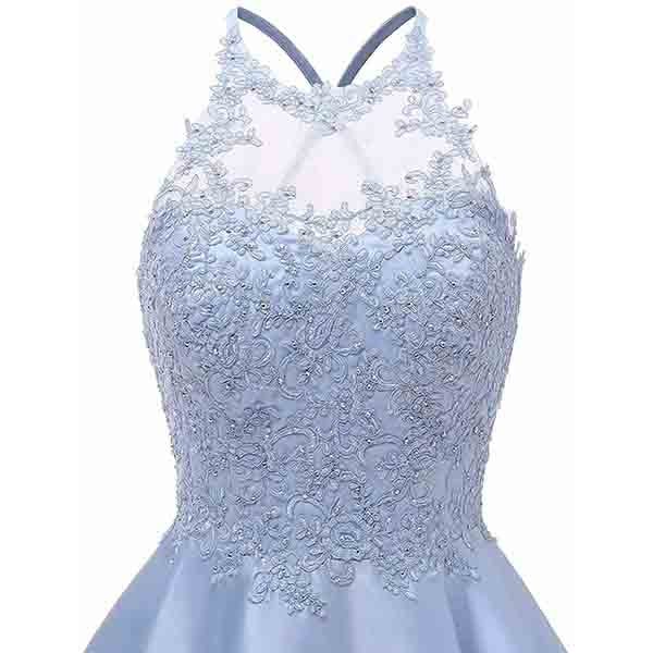 Women's Sleeveless Applique Beaded Short Homecoming Dresses With Pockets