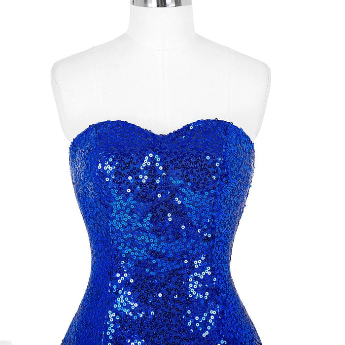 Women's Sleeveless Off Shoulder Sequins Tulle Evening Dress