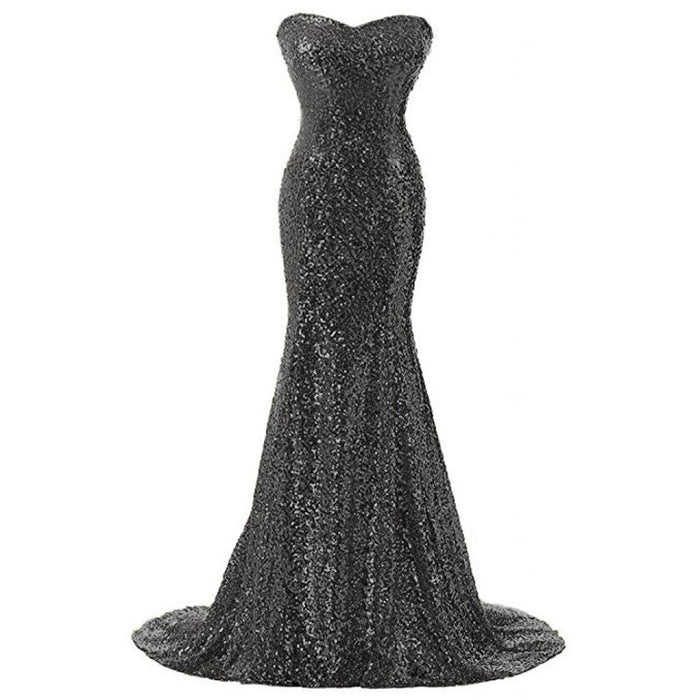 Women's Sleeveless Sequins Tulle Evening Dress
