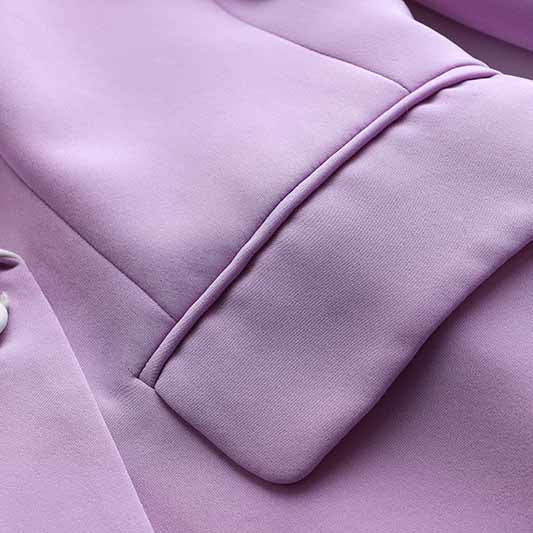 Women's Spring Summer Shawl White Collar Fitted Blazer Lavender Coat