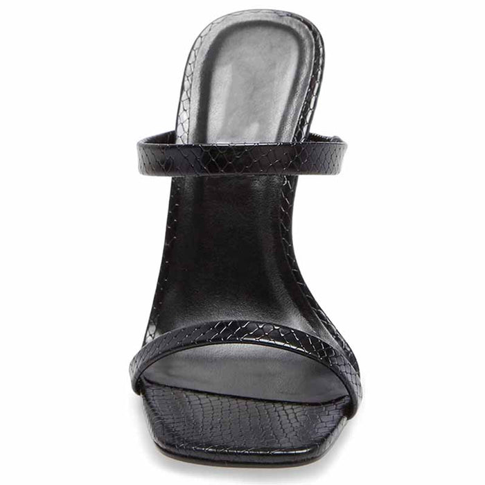 Women's Square toe Sandals Strappy Heels On Black Party Shoes