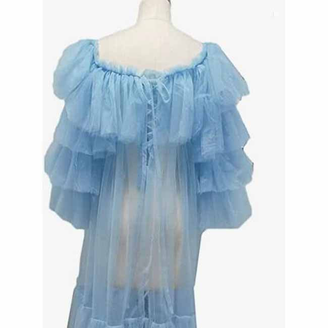 Women's Tulle Robe for Materinty Off-the-shoulder Long Sleeves Sweep