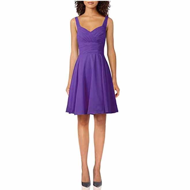 Women's V-Neck Chiffon Bridesmaid Dresses Short Prom Gown