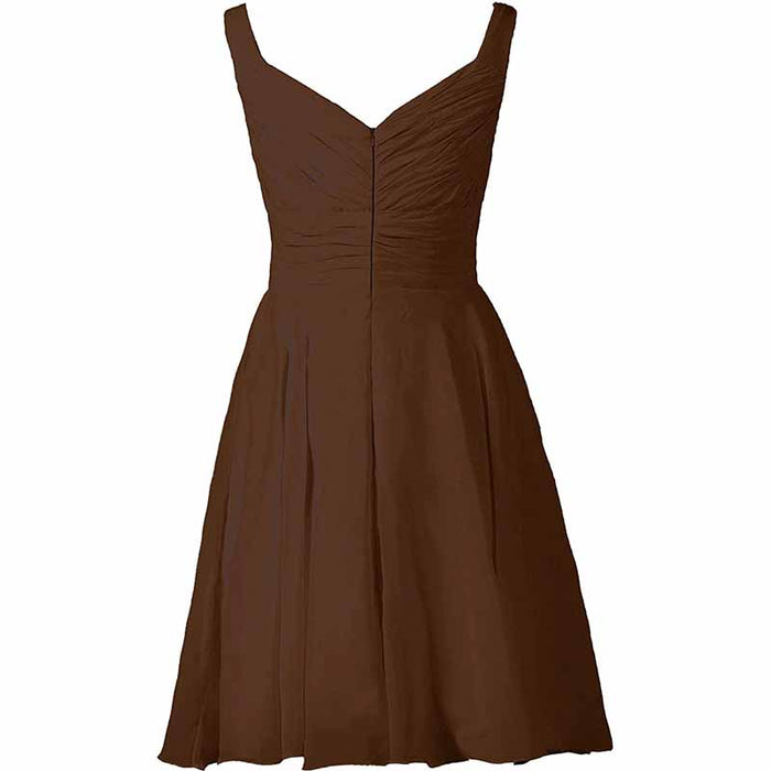 Women's V-Neck Chiffon Bridesmaid Dresses Short Prom Gown