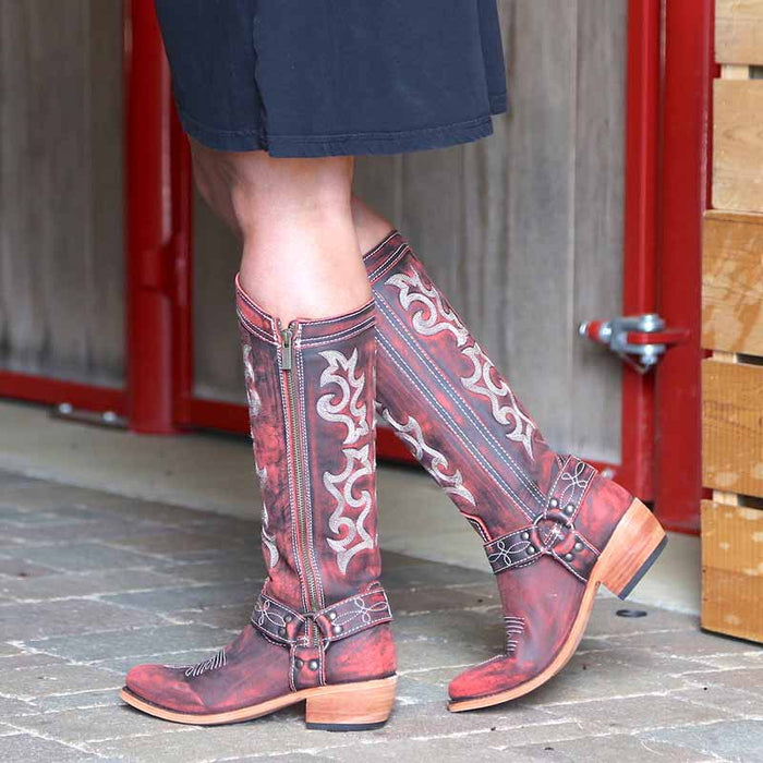 Women's Western Cowgirl Boots Chunky Heel Knee High Boot