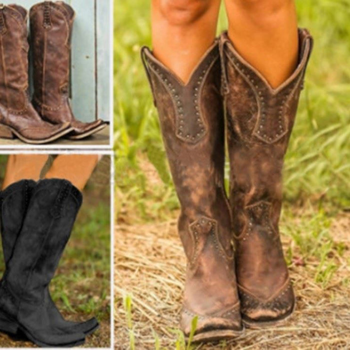 Stylish women's western short wedding boots in various colors with intricate detailing and a comfortable fit