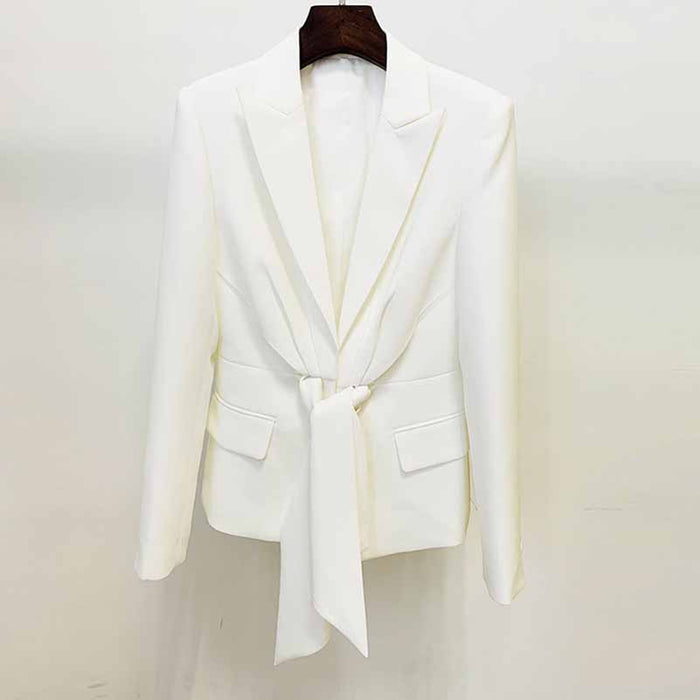 Women's White Lace-Up 2 Piece Bell-bottomed Pantsuit Sizes 6-14
