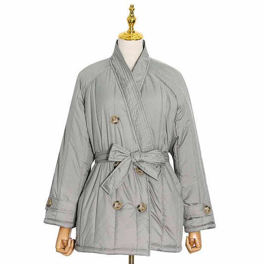 Women's winter down jacket coat lace up outwear casual warm coat