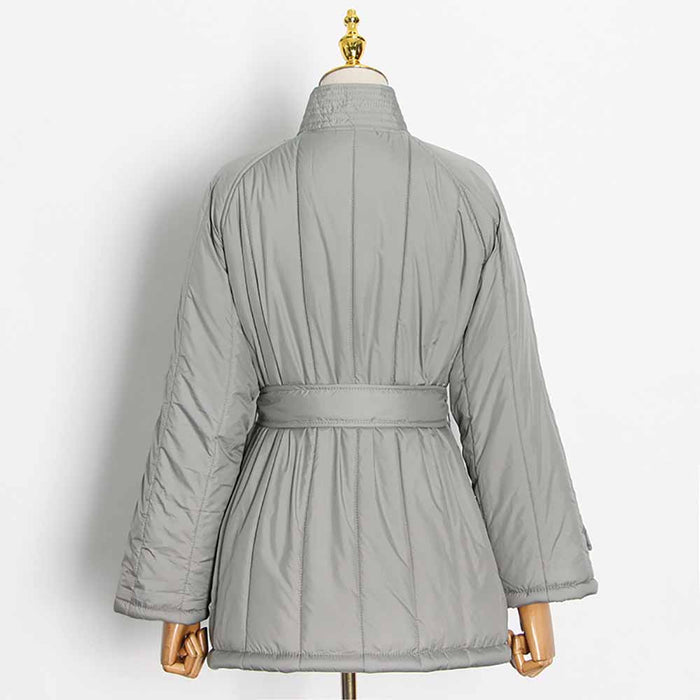 Women's winter down jacket coat lace up outwear casual warm coat