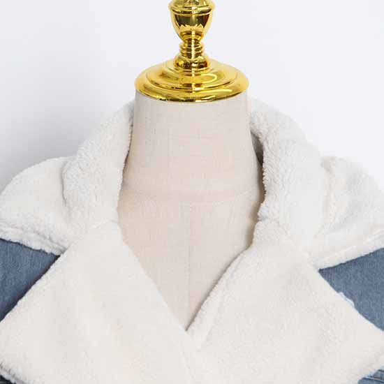 Womens Winter Warm Jean Jacket Stand Collar Wool Liner Denim Outerwear