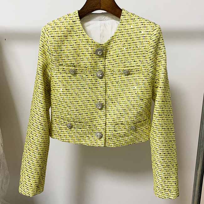Womens Yellow Three Piece Suit + Short Skirt Formal Set