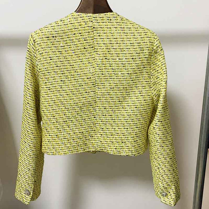 Womens Yellow Three Piece Suit + Short Skirt Formal Set