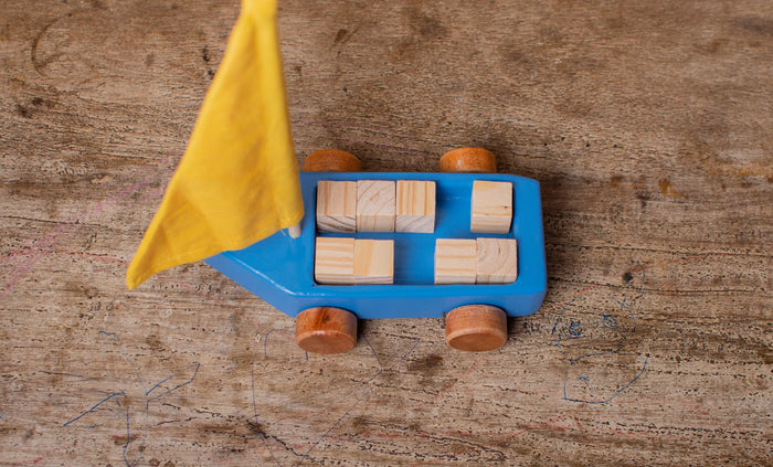 Wooden Blue Boat Toy - Bombay Toy Company