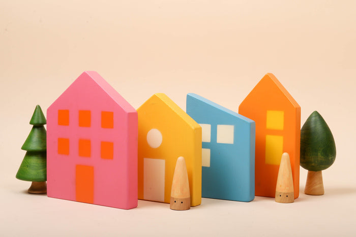 Wooden Houses Toy | Set of 04 | Countryside - Bombay Toy Company