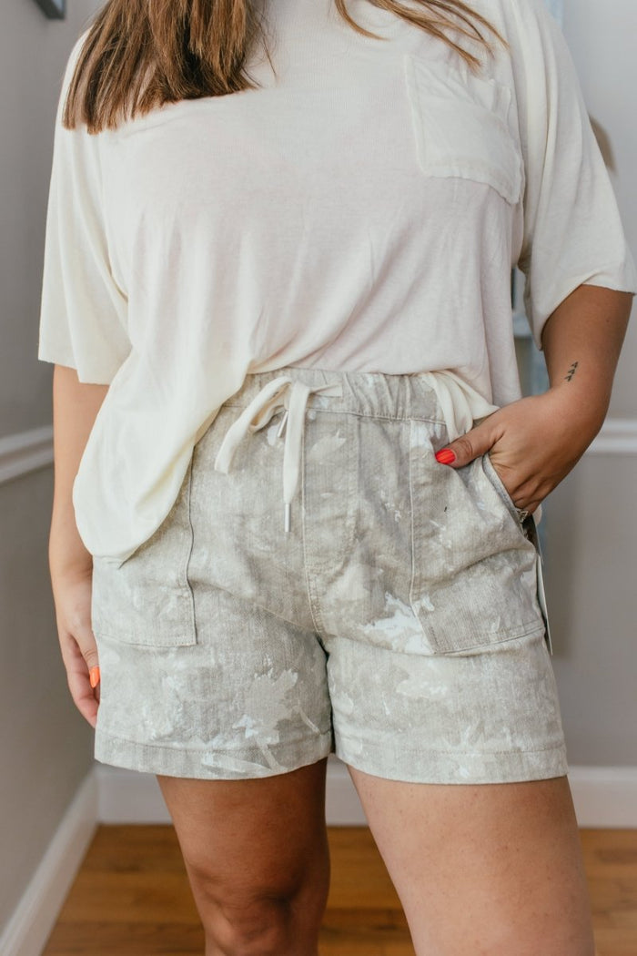 YMI Stay Near Shorts In Beige Foilage - Reg & Curvy - Macoma Boutique180 Shorts